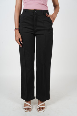 UNIQUE CREATIVE Slim Fit Women Black Trousers