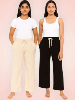 EpicDesigns Comfort Fit Women Beige, Black Trousers