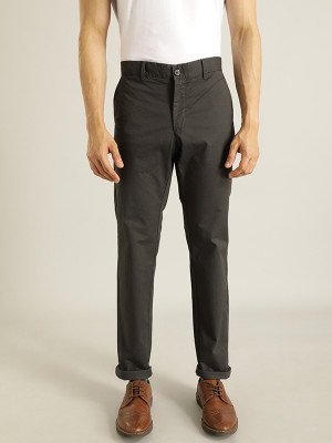 INDIAN TERRAIN Slim Fit Men Black Trousers