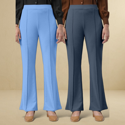 Anitafashion Loose Fit Women Light Blue, Grey Trousers