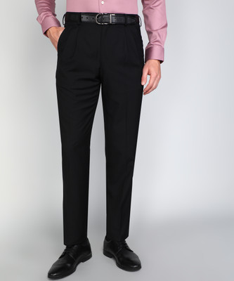 LOUIS PHILIPPE Regular Fit Men Black Trousers