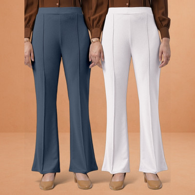 nitafashion Loose Fit Women Grey, White Trousers