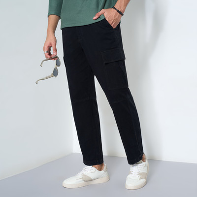 7 Alt by Pantaloons Relaxed Men Black Trousers