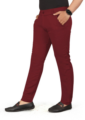 Shreyannk Slim Fit Men Maroon Trousers