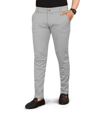 BLAINE Slim Fit Men Silver Trousers