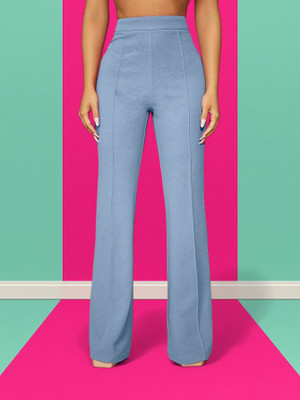 Trendnaari Regular Fit Women Light Blue Trousers