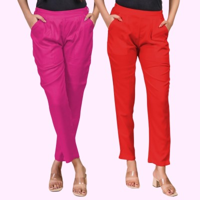 SAAV Regular Fit Women Pink, Red Trousers