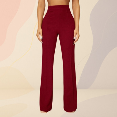 lookskky Loose Fit Women Maroon Trousers