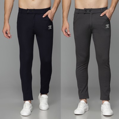 We Perfect Slim Fit Men Black, Grey Trousers