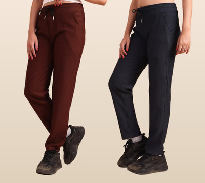 GIBBONTE Self Design Women Brown, Grey Track Pants