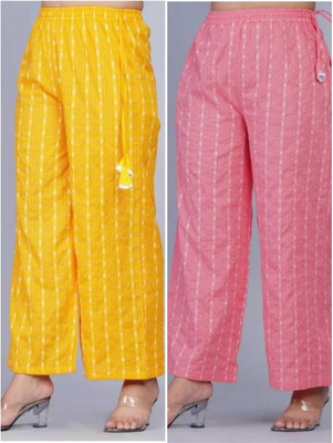 LOOPUP Regular Fit Women Pink, Yellow Trousers
