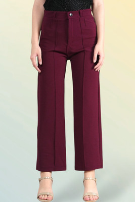 Payalfashion Regular Fit Women Maroon Trousers