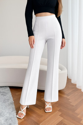 Urban weave Regular Fit Women White Trousers