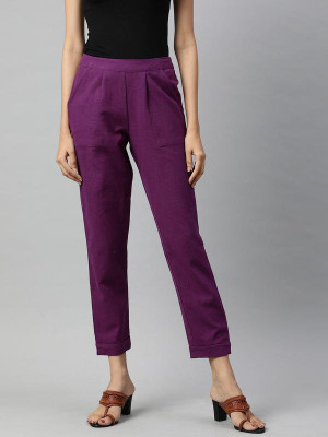 Jaipur Kurti Regular Fit Women Purple Trousers