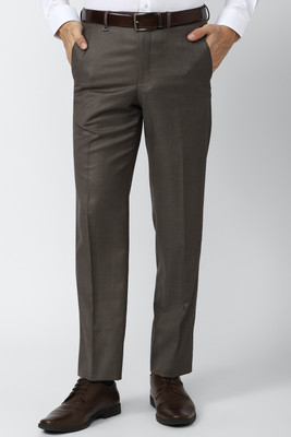 VAN HEUSEN Regular Fit Men Grey Trousers