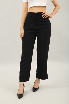 MEOREX Regular Fit Women Black Trousers