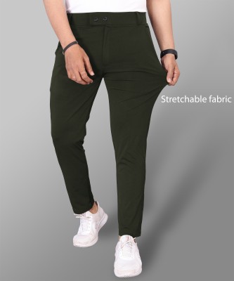 COMBRAIDED Slim Fit Men Dark Green Trousers