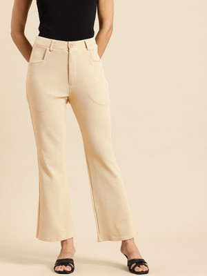fithub Regular Fit Women Cream Trousers