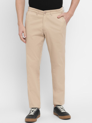 Allen Cooper Slim Fit Men Beige Trousers