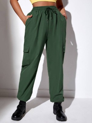 Dockstreet Solid Women Dark Green Track Pants