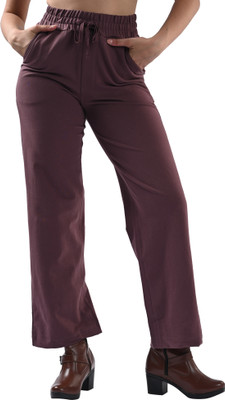 Kraus Jeans Women High-Rise Wide Leg Trousers Loose Fit Women Purple Trousers