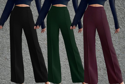 Parona Regular Fit Women Black, Green, Maroon Trousers