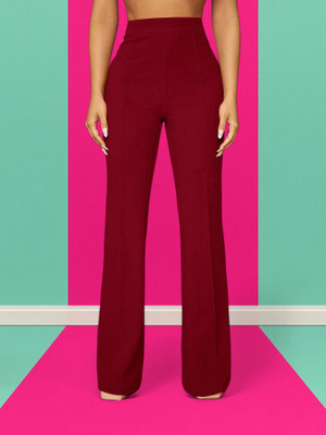 HouseOfCommon Regular Fit Women Maroon Trousers