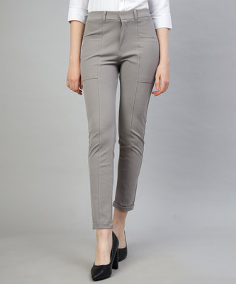 fithub Slim Fit Women Grey Trousers