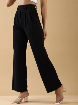 Dwarros Regular Fit Women Black Trousers