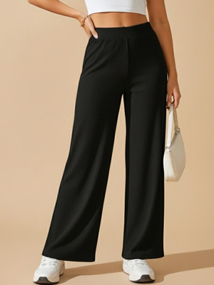 Moda Rapido Flared Women Black Trousers