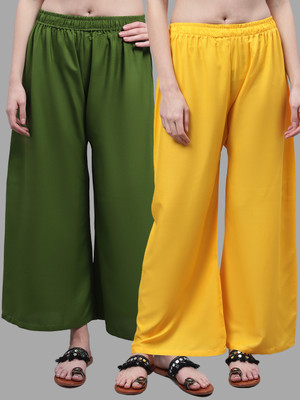 VALLES365 by S.c. Flared Women Green, Yellow Trousers