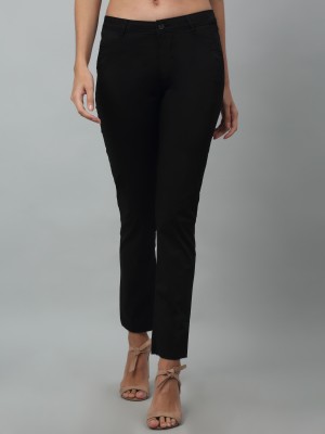 Crozo By Cantabil Regular Fit Women Black Trousers