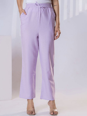 Dressberry Regular Fit Women Purple Trousers