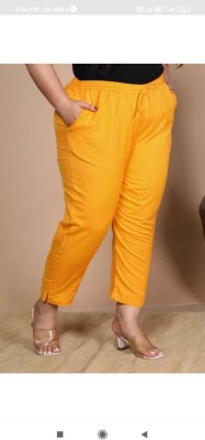 CrownCherry Regular Fit Women Yellow Trousers