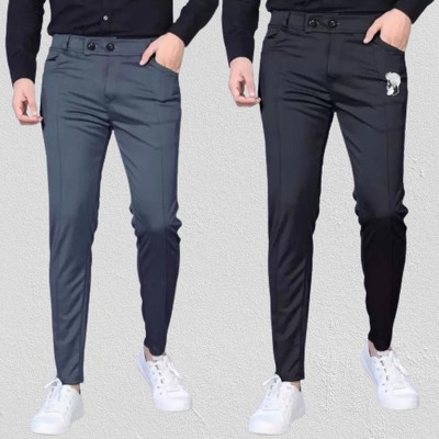 Apmtraders Regular Fit Men Black, Grey Trousers