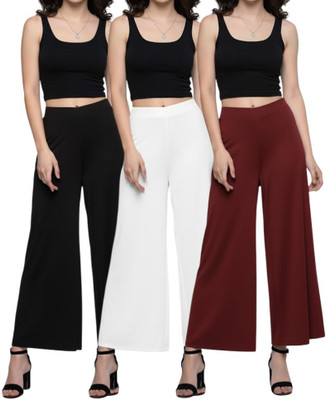 AK SHAMSHAHID GARMENT Relaxed Women Black, White, Maroon Trousers