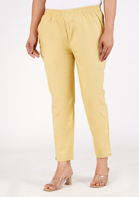 BOTTAM Slim Fit Women Cream Trousers