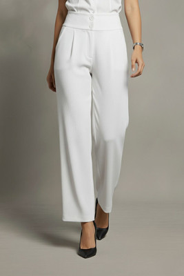 NEXSUS APPARELS Straight Fit Women White Trousers