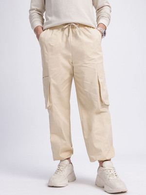 Glitchez Relaxed Men Beige Trousers