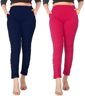 FeelBlue Skinny Fit Women Dark Blue, Pink Trousers