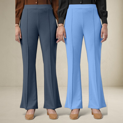 Anitafashion Comfort Fit, Regular Fit Women Grey, Light Blue Trousers