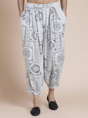 Black & Blah Blah Relaxed Women White Trousers