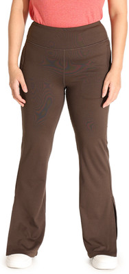 BlissClub On-The-Go Slit Flare Pants - Regular Flared Women Brown Trousers