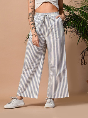 Azzurra Regular Fit Women Blue, White Trousers