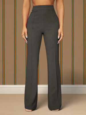 HouseOfCommon Comfort Fit, Regular Fit Women Grey Trousers