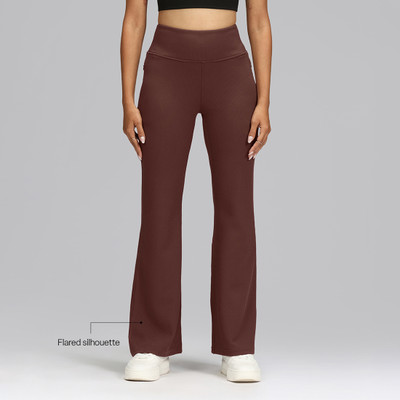 BlissClub RibSupreme Flare Pants - Regular Flared Women Maroon Trousers