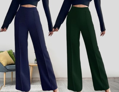 Parona Regular Fit Women Blue, Green Trousers