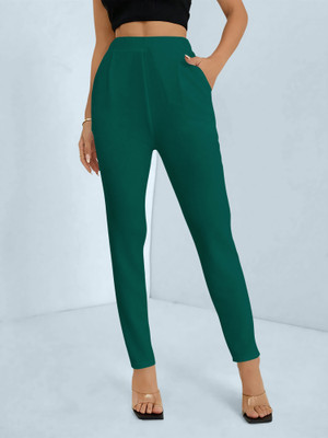 NAVYANKAA Regular Fit Women Dark Green Trousers