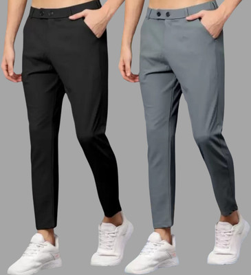 Rishi Traders Slim Fit Men Black, Grey Trousers