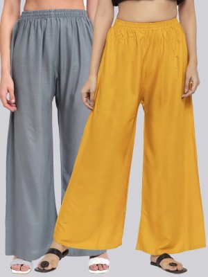 VALLES365 by S.c. Flared Women Yellow, Grey Trousers